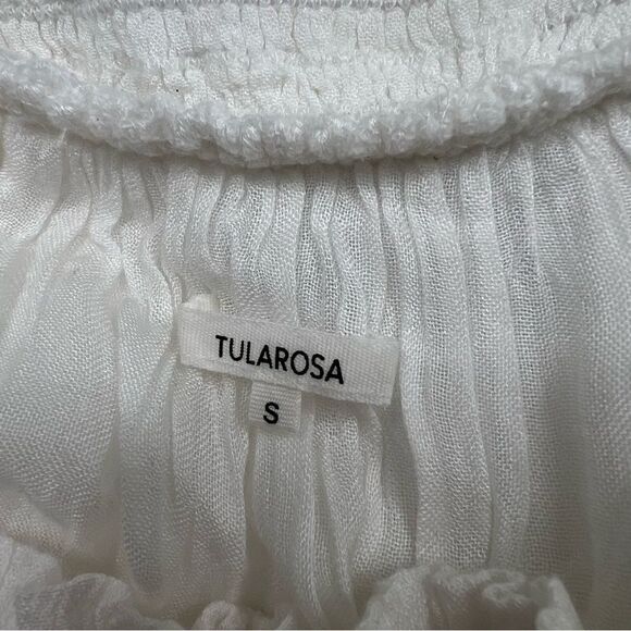 Tularosa Jacqueline Blue Embroidered Tunic Off shoulder Mini Dress White Size S - Picture 6 of 9